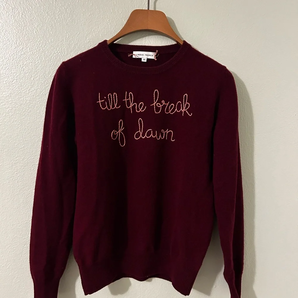 Lingua Franca Burgundy Sweater - Crew Neck - Picture 2 of 5